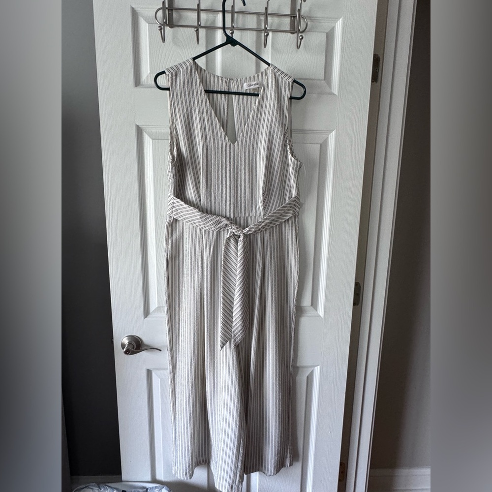 Calvin Klein striped, cropped jumper, Medium.
